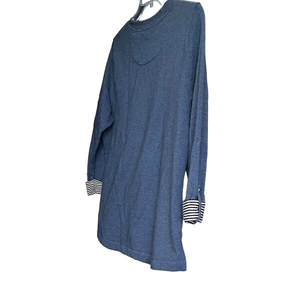 KAREN SCOTT SPORT LONG SLV ROUND NECK TOP, WOMENS, L, BLUE - NAVY/WHITE STRIPES - Picture 4 of 11
